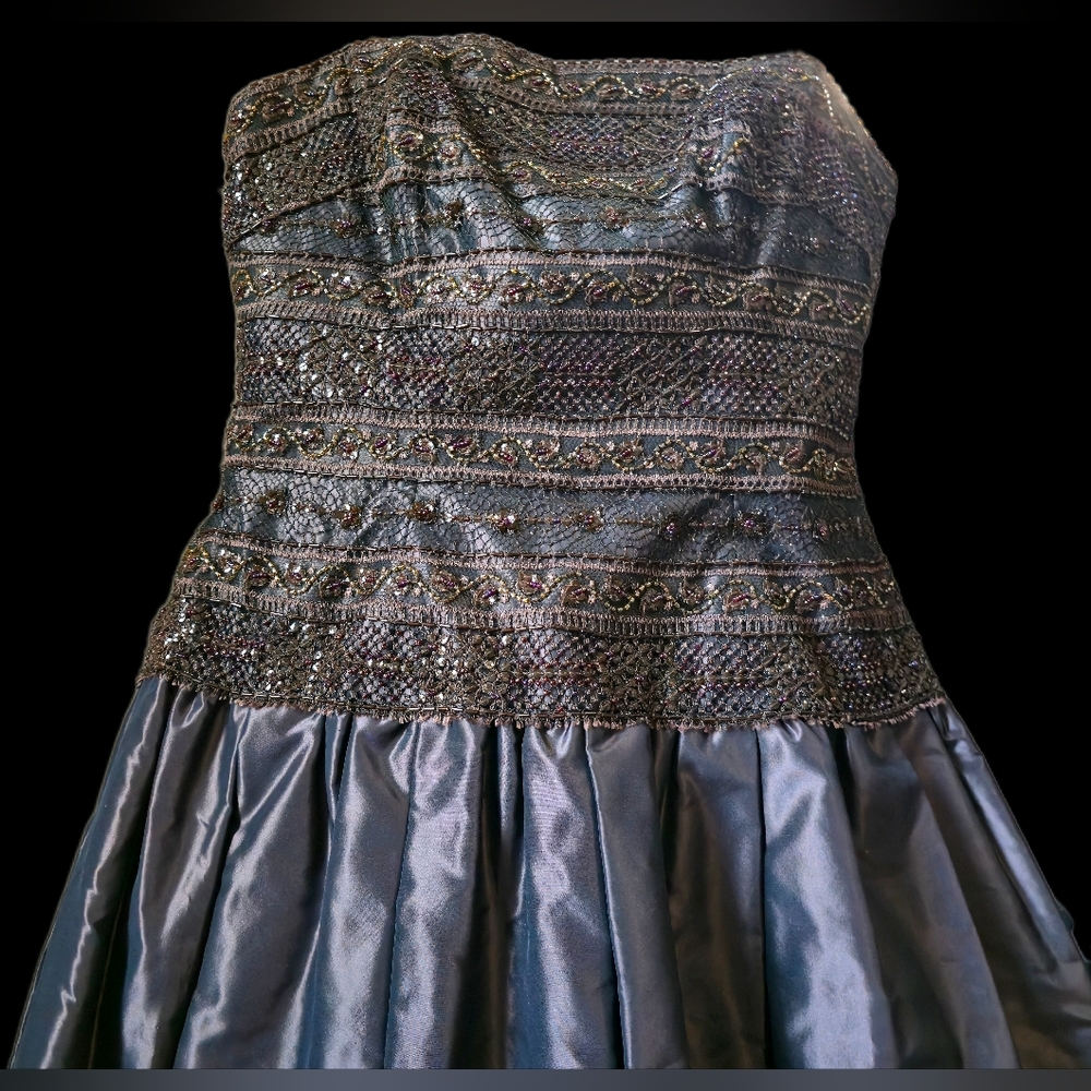 Vintage Liancarlo Couture For Neiman Marcus Brown Strapless Beaded Gown 8 - Picture 10 of 16